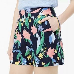 J Crew Floral Basketweave Cotton Side Zip Shorts